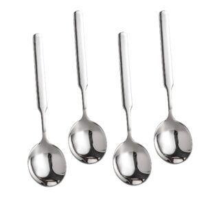 imeea big soup spoons 7.75-inch round soup spoons large scoop heavy duty 316 stainless steel soup spoons with long handle, set of 4