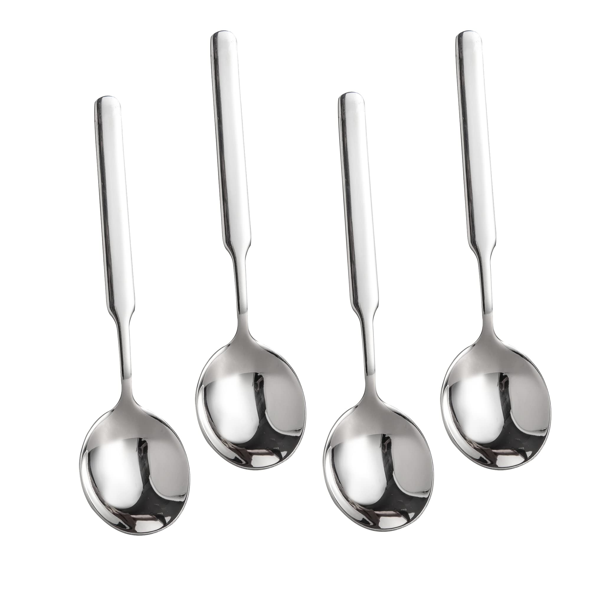 IMEEA Big Soup Spoons 7.75-Inch Round Soup Spoons Large Scoop Heavy Duty 316 Stainless Steel Soup Spoons with Long Handle, Set of 4