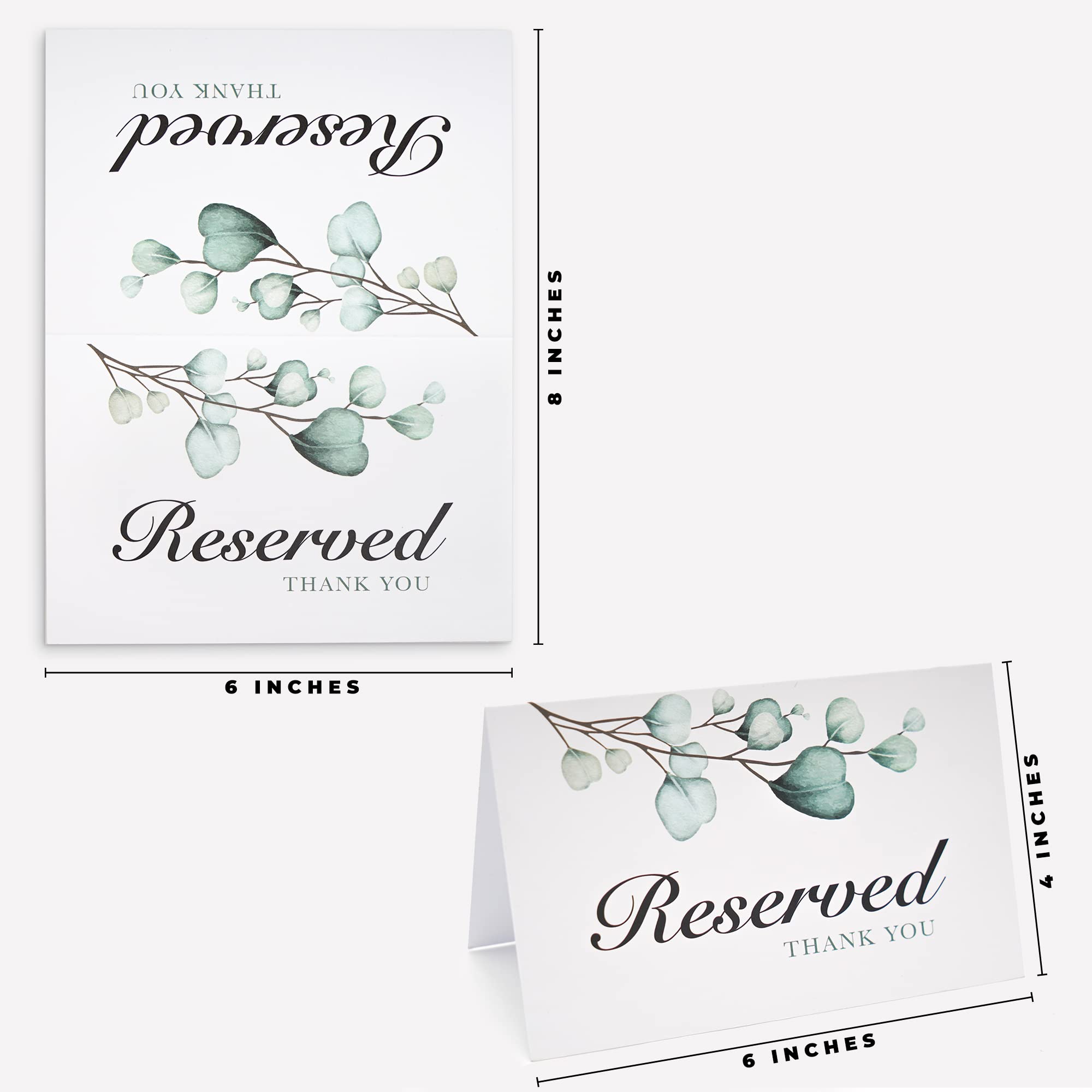 CLEVER SIGNS Reserved Table Signs, Pack of 25, Reserved Signs for Weddings, Receptions, Christmas, Events, 4x6 inches Reservation Cards for Tables, Greenery Watercolor Reserved Signs