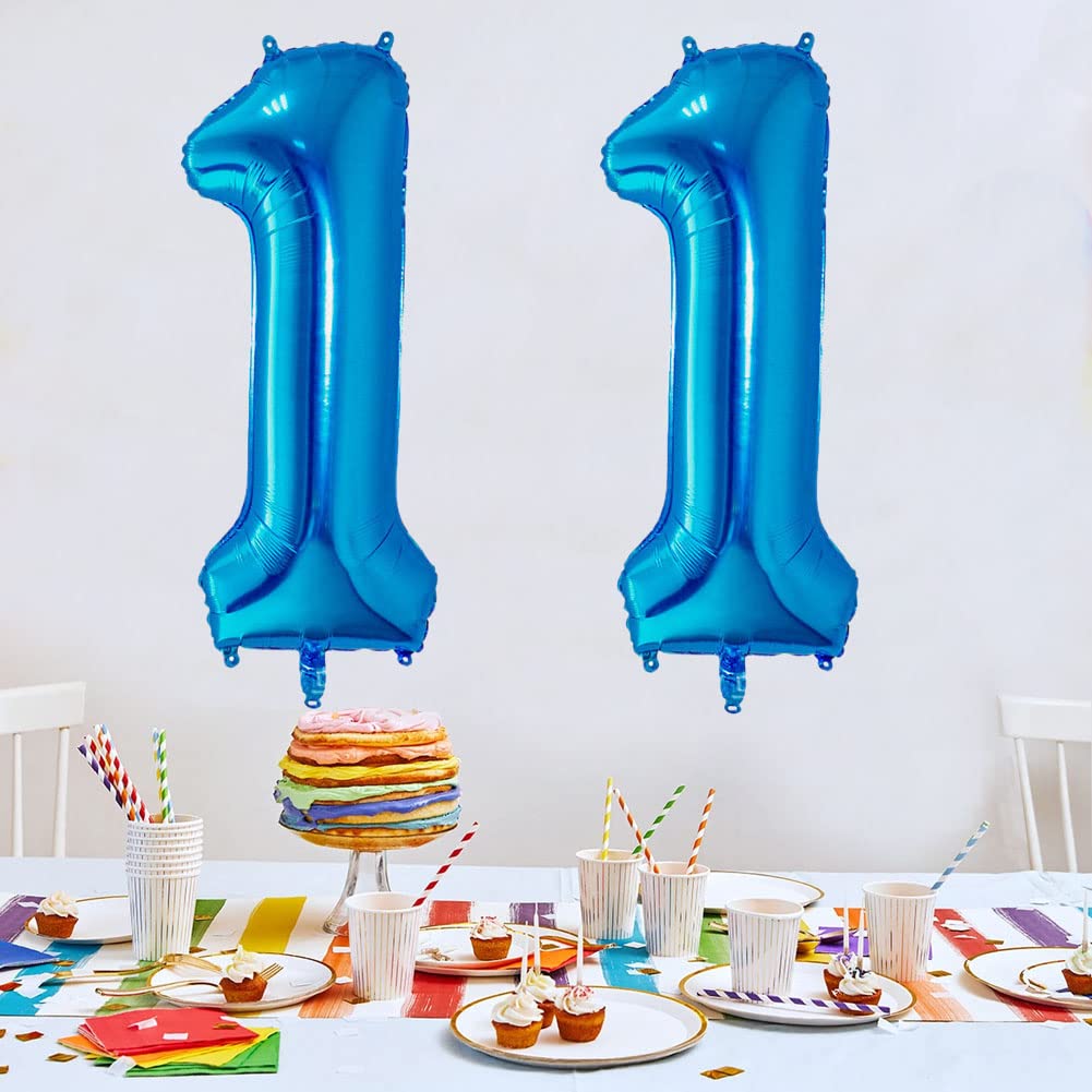 Number 11 Balloons 32 inch Digital Balloon Alphabet 11th Birthday Balloons Digit 11 Helium Balloons Big Balloons for Birthday Party Supplies Wedding Bachelorette Bridal Shower, Blue Number 11