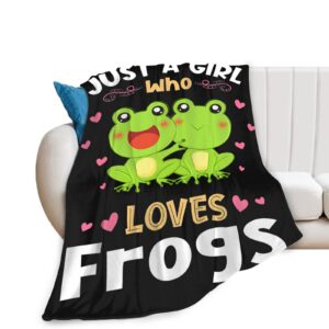 Frog Blanket Just A Girl Who Loves Frogs Super Soft Fluffy Warm Cozy Lightweight Fleece Frog Gifts Blanket for Adults Kids Home Decor Blanket for Couch Bed Living Room Office Camping 40"x50"