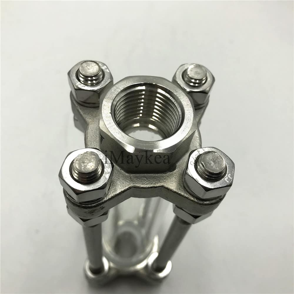 1/2" 3/4" 1" 1-1/4" 1.5" 2" NPT Female Thread Flow Sight Glass Stainless Steel 304 Flow Indicator Water Oil (1/2" DN15)