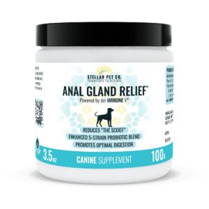 Stellar Biotics - Anal Gland Relief™ for Dogs (Powered by del-Immune V®) - Promotes Healthy Digestion and Immune Support | Reduces Anal Gland Itching