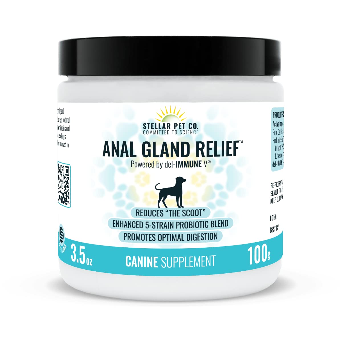 Stellar Biotics - Anal Gland Relief™ for Dogs (Powered by del-Immune V®) - Promotes Healthy Digestion and Immune Support | Reduces Anal Gland Itching