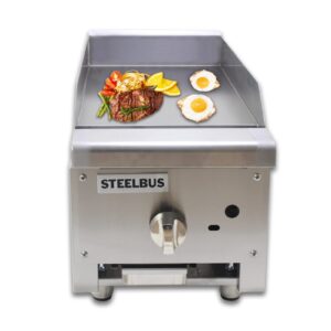 STEELBUS Commercial Gas Griddle-12''x23'' | Gas griddle flat top grill |19MM Thicken Heating Plate Heavy duty Stainless Steel gas Griddle,Countertop Griddle for Restaurant Equipment-22,000 BTU 6000W