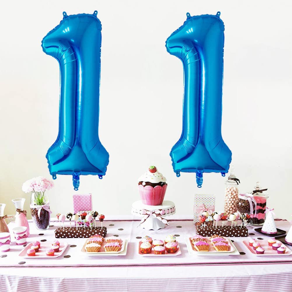 Number 11 Balloons 32 inch Digital Balloon Alphabet 11th Birthday Balloons Digit 11 Helium Balloons Big Balloons for Birthday Party Supplies Wedding Bachelorette Bridal Shower, Blue Number 11