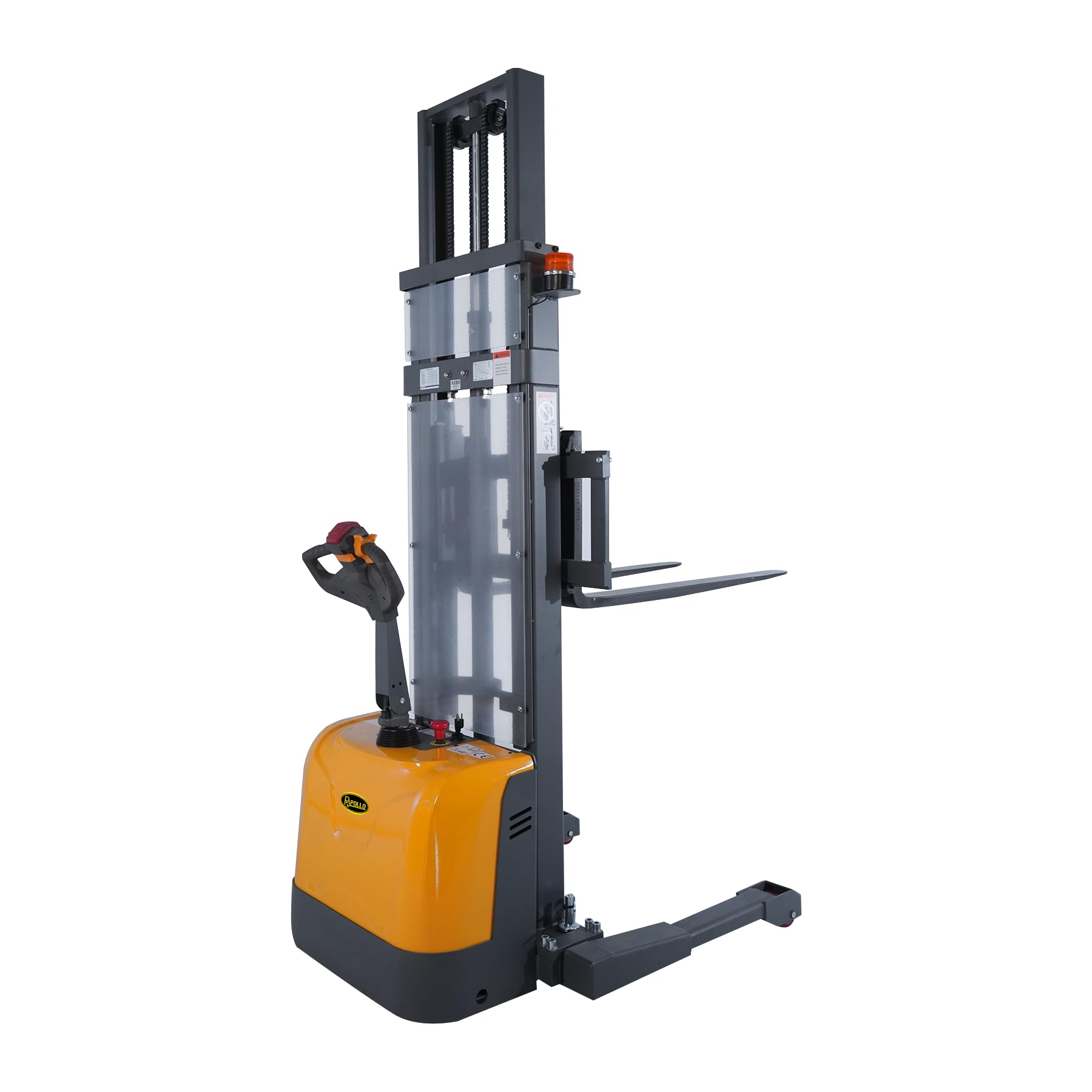 APOLLOLIFT Full Electric Pallet Forklift Lift Stacker with Straddle Legs 3300lbs Load Capacity 118inch Lifting Height with Adjustable Forks