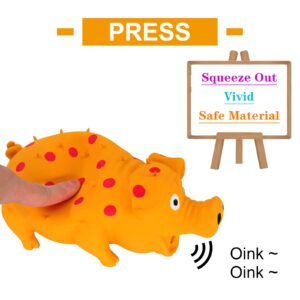 Andiker Dog Squeaky Toy, Dots Latex Dog Chew Toys with a Oinks Sound Squeaker Grunting Pig Dog Toy Sturdy Self Play 8" Dog Squeeze Toy for Dental Biting Chasing to Kill Boring Time (Orange)