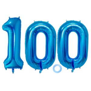 number 100 balloons 32 inch digital balloon alphabet 100th birthday balloons digit 100 helium balloons big balloons for birthday party supplies wedding bachelorette bridal shower, blue number 100