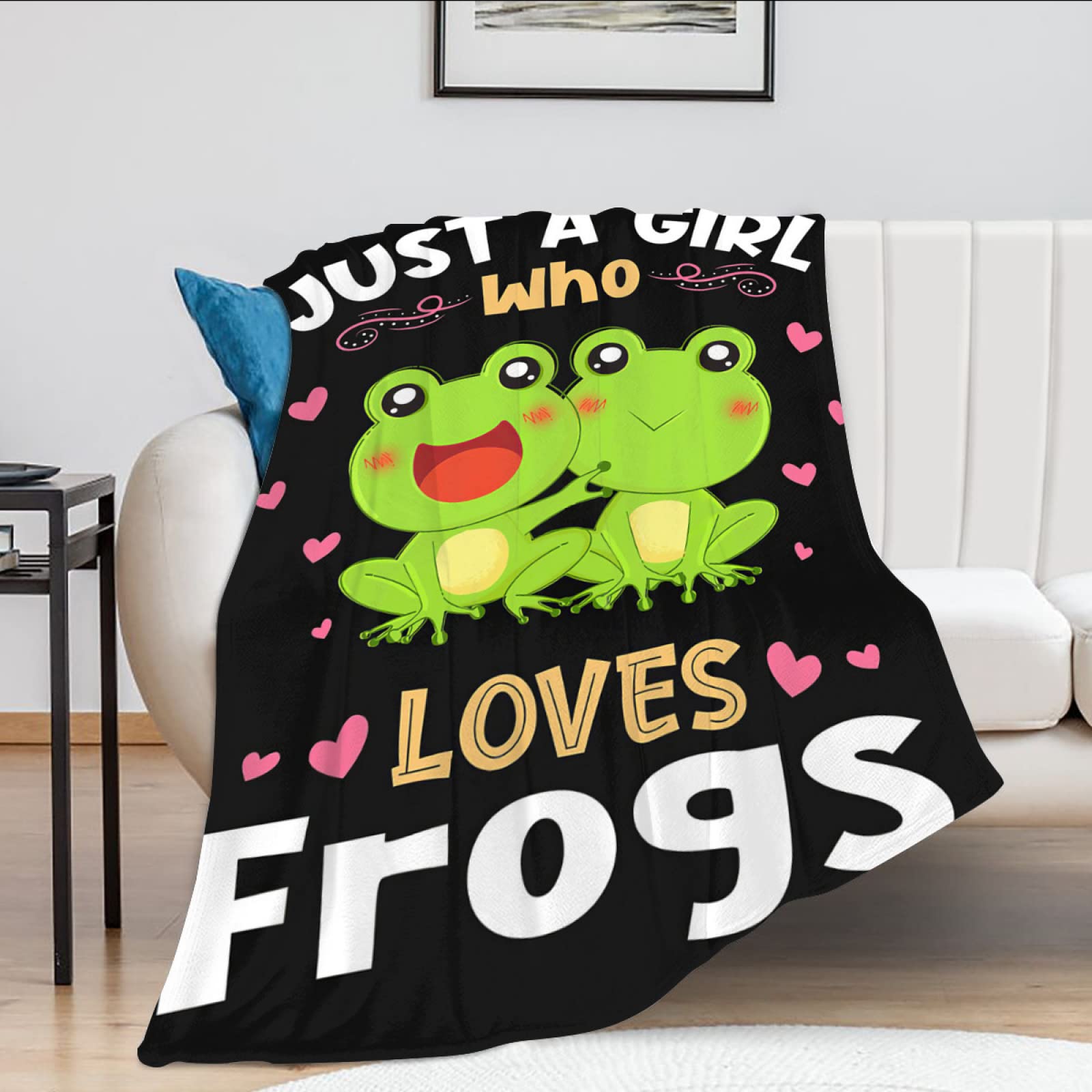 Frog Blanket Just A Girl Who Loves Frogs Super Soft Fluffy Warm Cozy Lightweight Fleece Frog Gifts Blanket for Adults Kids Home Decor Blanket for Couch Bed Living Room Office Camping 40"x50"