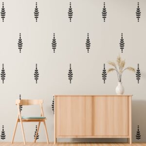 SHYJSHYJ A Room with Floral Vinyl Leaves Wall Decals, Peel and Stick Modern Boho Flower Stickers for Bedroom Livingroom Home Wall Art Decor-Black