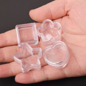 NA TMXAOK 12 Pack Mini Clear Plastic Bead Storage Containers Box Lovely Heart Shape Small Box Earring Travel Organizer Cute Storage Case for Small Items, Pills, Tiny Bead, 1.37 x 0.6inch