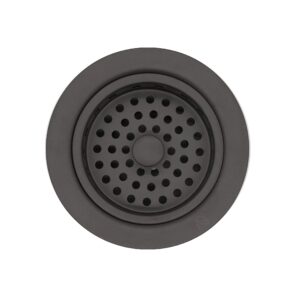 Westbrass CO2165S-62 Combo Pack 3-1/2" Post Style Large Kitchen Sink Waste Disposal Drain Flange with Basket Strainer, 1-Pack, Matte Black