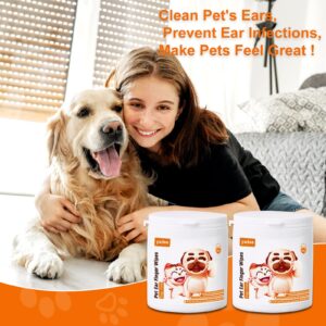 100Pcs Dog Ear Wipes Finger, Dog Ear Cleaner Wipes for Dogs and Cats, Pet Ear Wipes, Soft & Easy Otic Cleaning Pads, Remove Wax, Dirt & Stop Smelly, Itchy, Non-Irritating