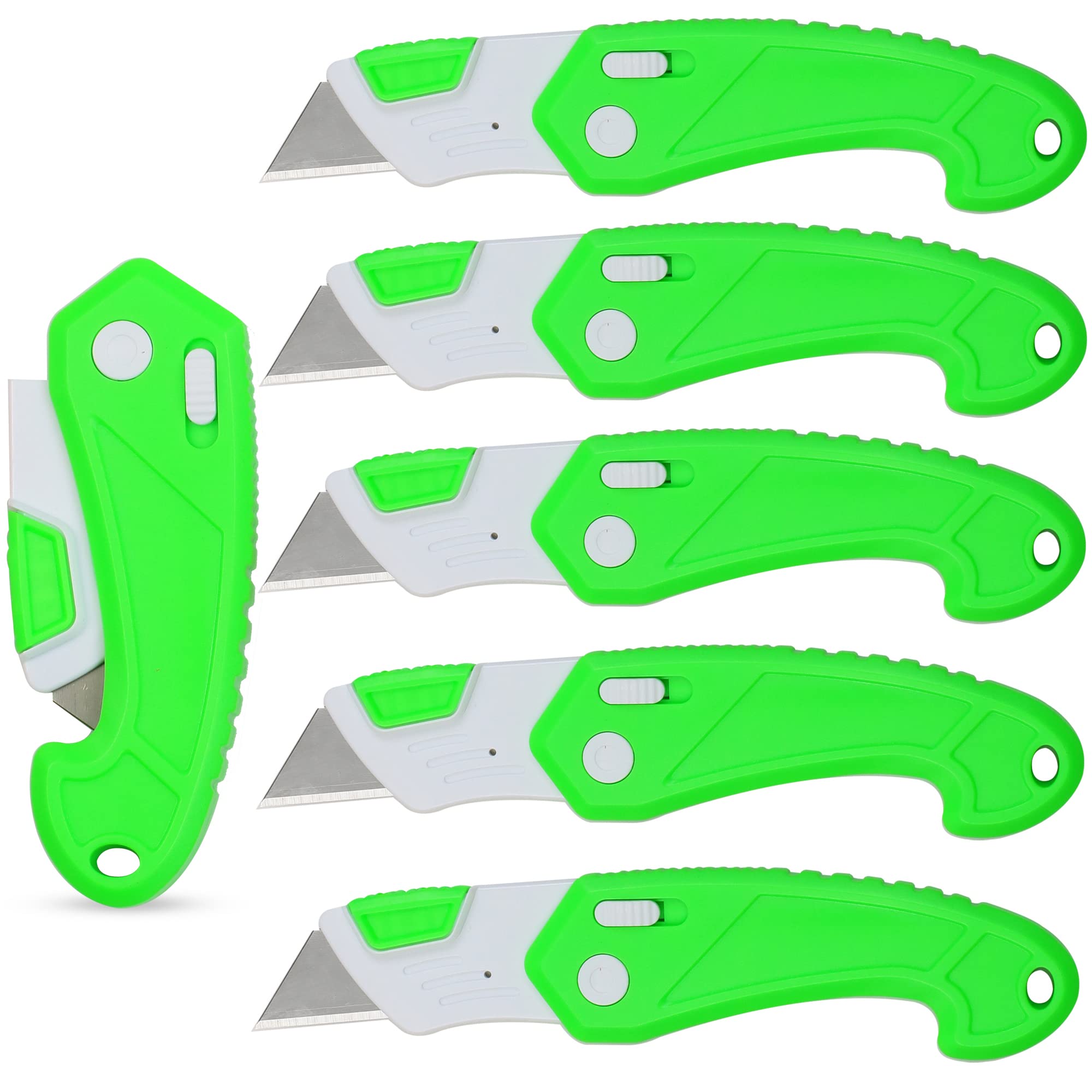 VIP Home Essentials Lightweight Strong ABS Plastic Folding Utility Box Cutter (6, Green)