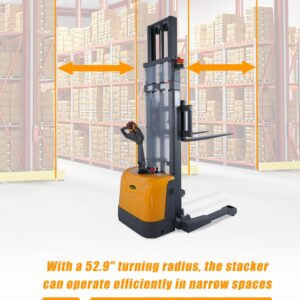 APOLLOLIFT Full Electric Pallet Forklift Lift Stacker with Straddle Legs 3300lbs Load Capacity 118inch Lifting Height with Adjustable Forks