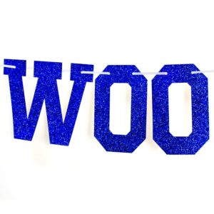 Woohoo You Did It Banner - Congrats Grad Sign, So Proud of You, 2025 High School/College Graduation Party Decorations Supplies, Blue and Red Glitter