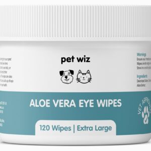 pet wiz Aloe Vera Eye Wipes for Cleaning Dogs & Cats - Extra Large