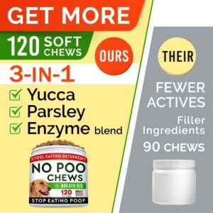 No Poo Treats + Dog Probiotics for Picky Eaters Bundle - No Poop Eating for Dogs + Chewable Fiber Supplement - Digestive Enzymes + Prebiotics - Coprophagia Stool Eating Deterrent + Improve Immunity