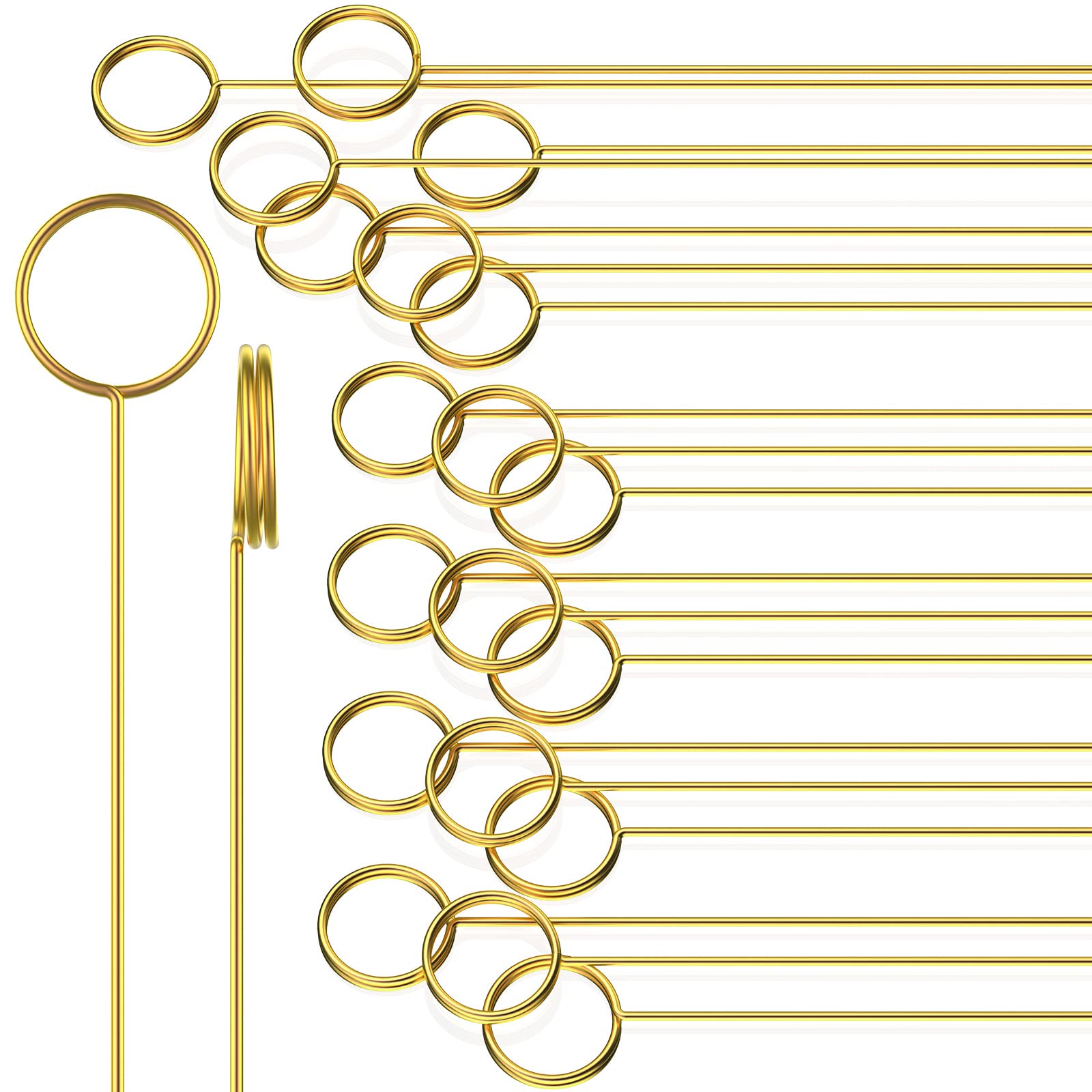 60 Pcs Metal Wire Floral Place Card Holder 11.81 inches Round Gold Photo Clip Floral Card Holder Picks Flower Ring Loop Card Holder for Wedding Party Birthday Office ​Cake Party Favor