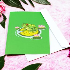 Rykamia Green Frog Pop Up Card, Blank Frog Card With Envelop, Frog Birthday Card, Frog Card for Kids, Frog Gift, Just Because, Get Well Soon, Frog Thank You Card, Frog Card For Mom, Wife, Daughter