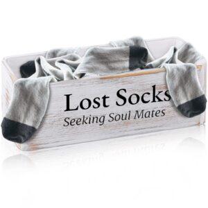 farmhouse lost socks storage funny laundry sign wooden storage baskets laundry room storage missing socks laundry decor farmhouse sock basket for laundry room wall decor (11.02 x 3.54 x 3.54 inch)