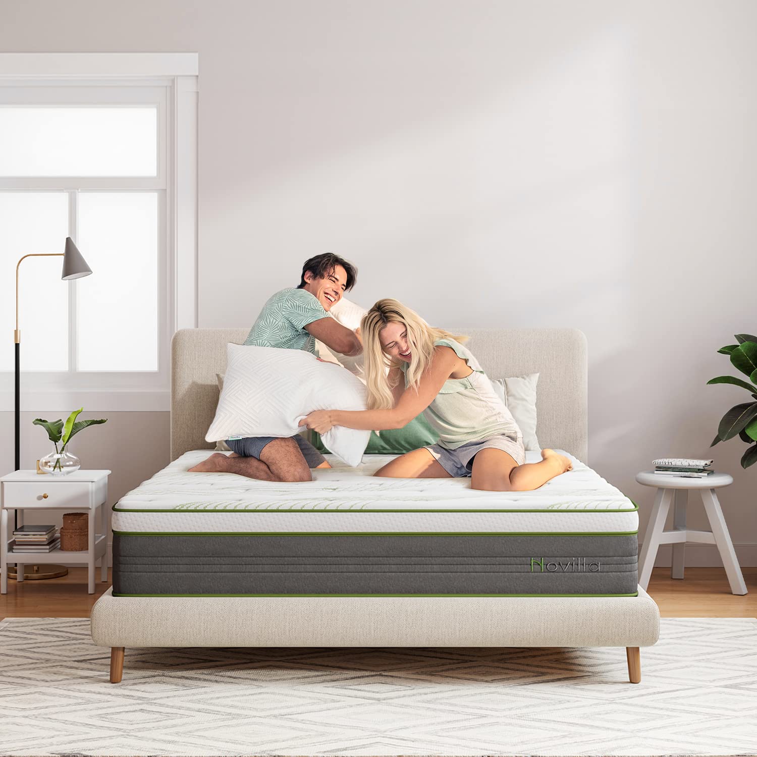 Novilla Twin Size Mattress, 10 Inch Hybrid Mattress in a Box with Individually Wrapped Pocket Coils & Memory Foam, Supportive & Pressure Relief, Breathable Mattresses Twin,Medium Firm, vigour