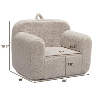 ALIMORDEN Kids Ultra-Soft Snuggle Foam Filled Chair, Toddler Cuddly Sherpa Reading Couch for Boys and Girls, Light Grey