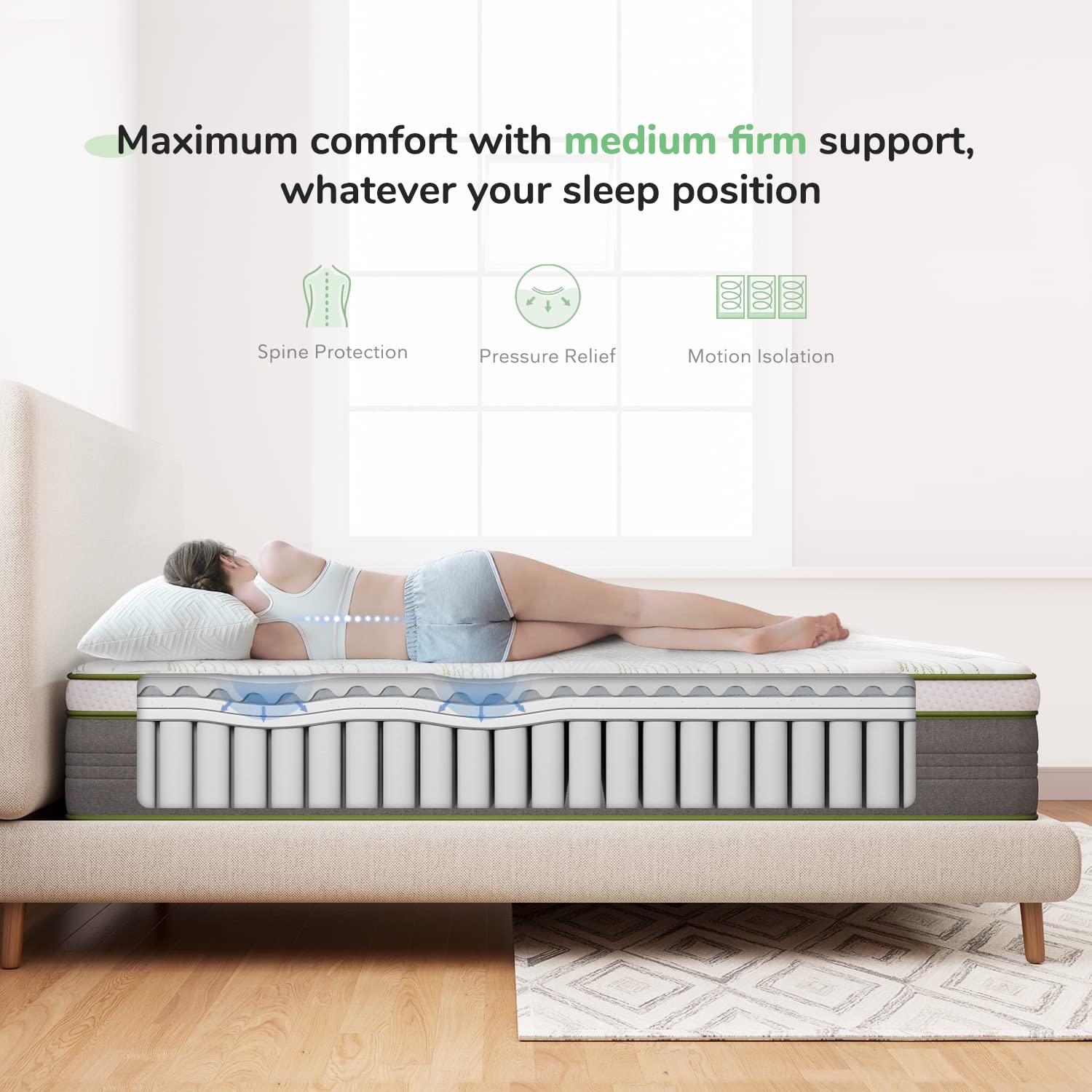 Novilla Twin Size Mattress, 10 Inch Hybrid Mattress in a Box with Individually Wrapped Pocket Coils & Memory Foam, Supportive & Pressure Relief, Breathable Mattresses Twin,Medium Firm, vigour