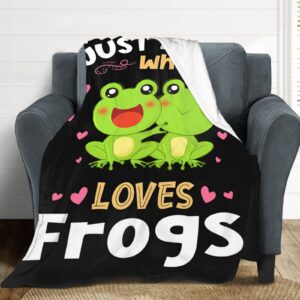 Frog Blanket Just A Girl Who Loves Frogs Super Soft Fluffy Warm Cozy Lightweight Fleece Frog Gifts Blanket for Adults Kids Home Decor Blanket for Couch Bed Living Room Office Camping 40"x50"