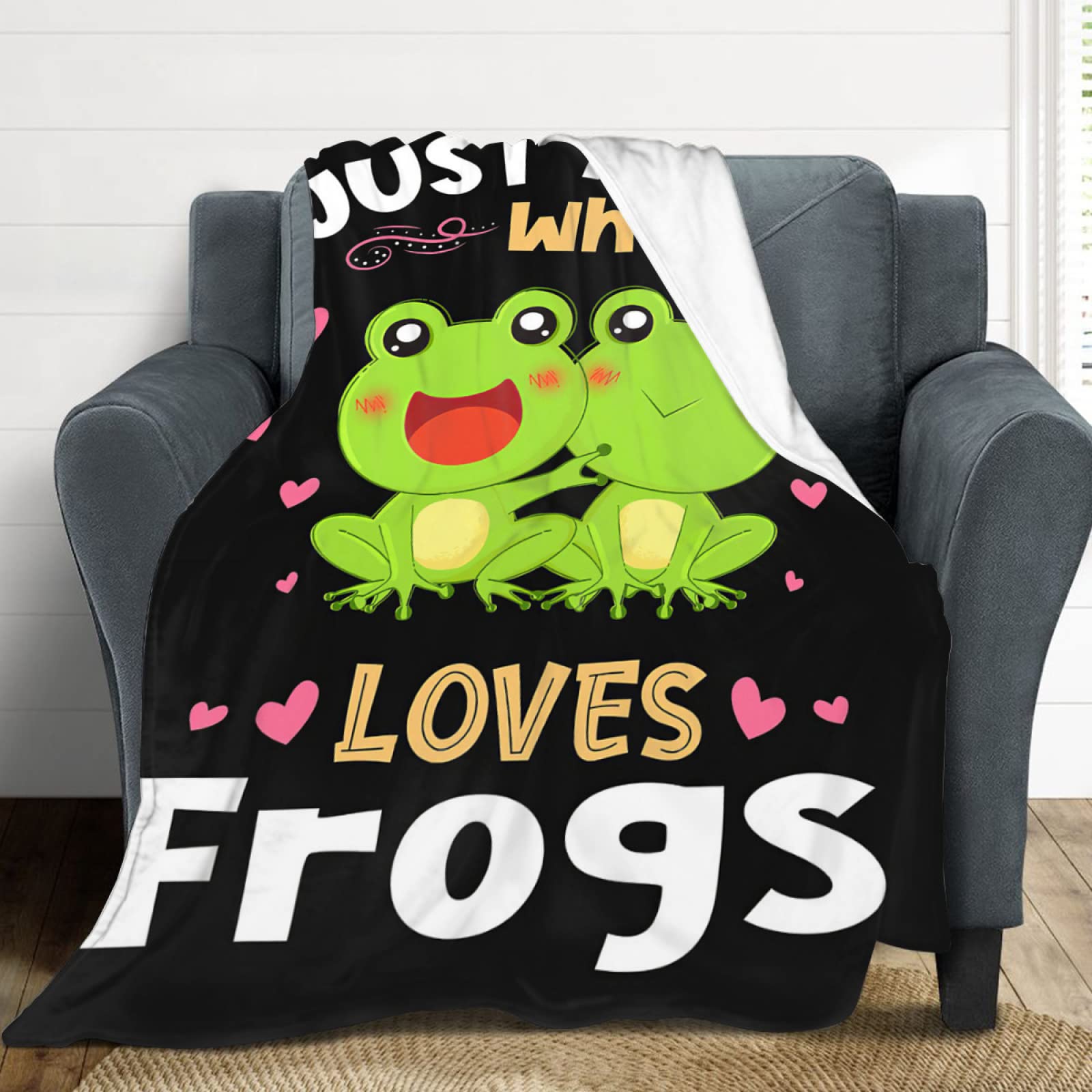 Frog Blanket Just A Girl Who Loves Frogs Super Soft Fluffy Warm Cozy Lightweight Fleece Frog Gifts Blanket for Adults Kids Home Decor Blanket for Couch Bed Living Room Office Camping 40"x50"