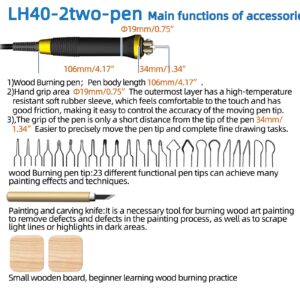 FIRElood Wood Burning Tool, Wood Burner kit Pen 25~750℃, Wood Burning kit with Digital Thermometer Temperature Adjustable Temperature, 2 pyrographic Wood Burning pens, 23 Wood Burning Pen Tips