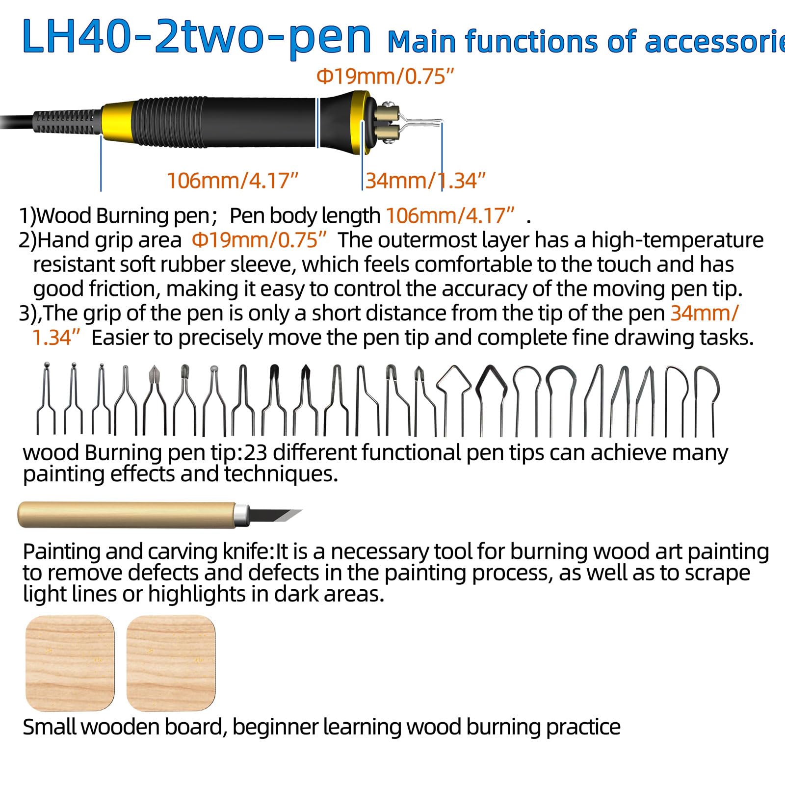 FIRElood Wood Burning Tool, Wood Burner kit Pen 25~750℃, Wood Burning kit with Digital Thermometer Temperature Adjustable Temperature, 2 pyrographic Wood Burning pens, 23 Wood Burning Pen Tips