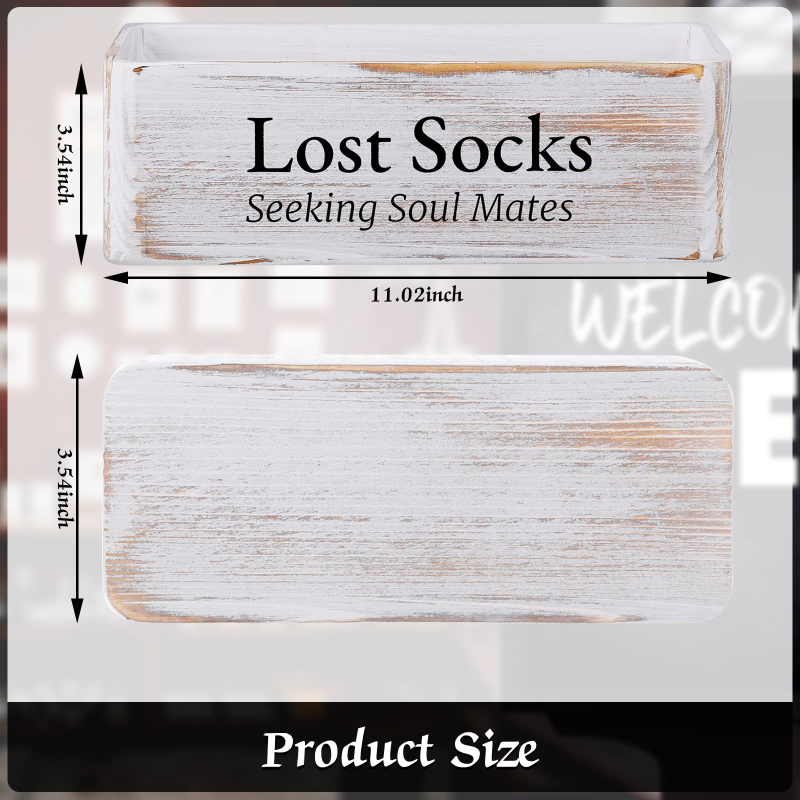 Farmhouse Lost Socks Storage Funny Laundry Sign Wooden Storage Baskets Laundry Room Storage Missing Socks Laundry Decor Farmhouse Sock Basket for Laundry Room Wall Decor (11.02 x 3.54 x 3.54 Inch)