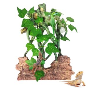 hamiledyi reptile climbing branch leaves with suction cups terrarium plant decoration tank accessories for amphibian lizard bearded dragons gecko snake