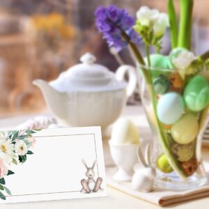 Table Place Card, Easter Tent Style Cards, Pack of 25 Half-Fold Reception Place Card, Cute Easter Egg Bunny, Easter Table Decor for Spring Wedding, Baby Shower, Dinner Party(F01)