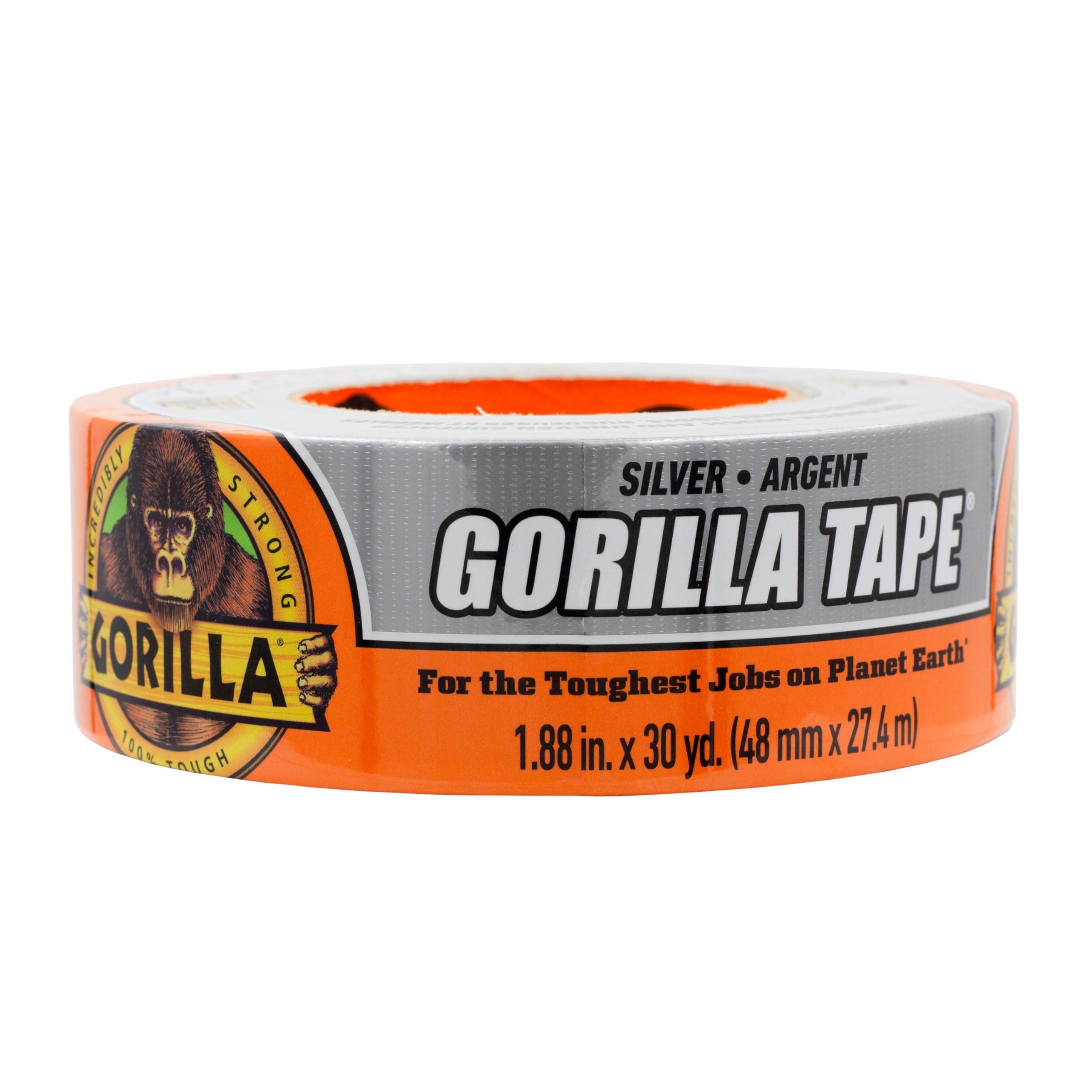 Gorilla Tape, 1.88 in x 30 yd, Silver (Pack of 1) - Duct, Utility, Triple Layer Strength, Indoor & Outdoor, Weather Resistant Shell