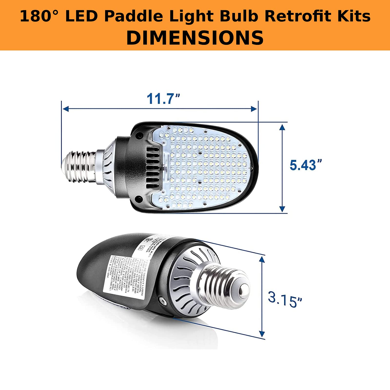 OSTEK LED Shoebox Retrofit Lamp 54W 7290LM 180° Rotatable E39 Mogul Base (150W MH Equiv.) LED Paddle Lights for Parking Lot Street Area Security Lighting- UL DLC Listed