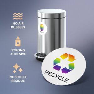 VBAP CORP Recycle Trash Bin Sticker - (Pack of 4) 3" Round Logo Sign Decal Labels Self-Adhesive Vinyl Laminated. Waterproof Indoor and Outdoor (Rainbow)…