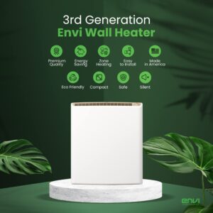 Envi Plug-in Electric Panel Wall Heaters for Indoor Use, Energy Efficient 24/7 Heating w/Safety Sensor Protection, Patented Quiet Fan-less Design, Easy 2-Min Install, Space Heater, Made in USA