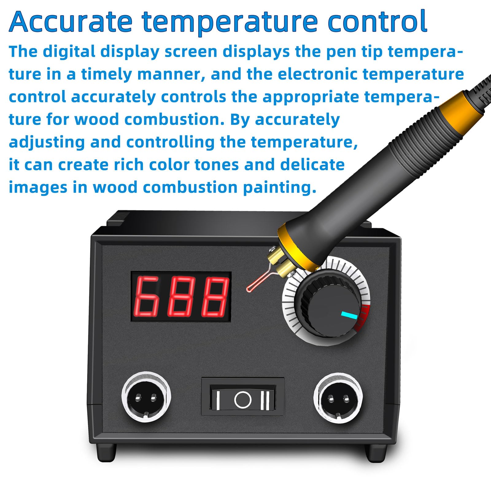 FIRElood Wood Burning Tool, Wood Burner kit Pen 25~750℃, Wood Burning kit with Digital Thermometer Temperature Adjustable Temperature, 2 pyrographic Wood Burning pens, 23 Wood Burning Pen Tips