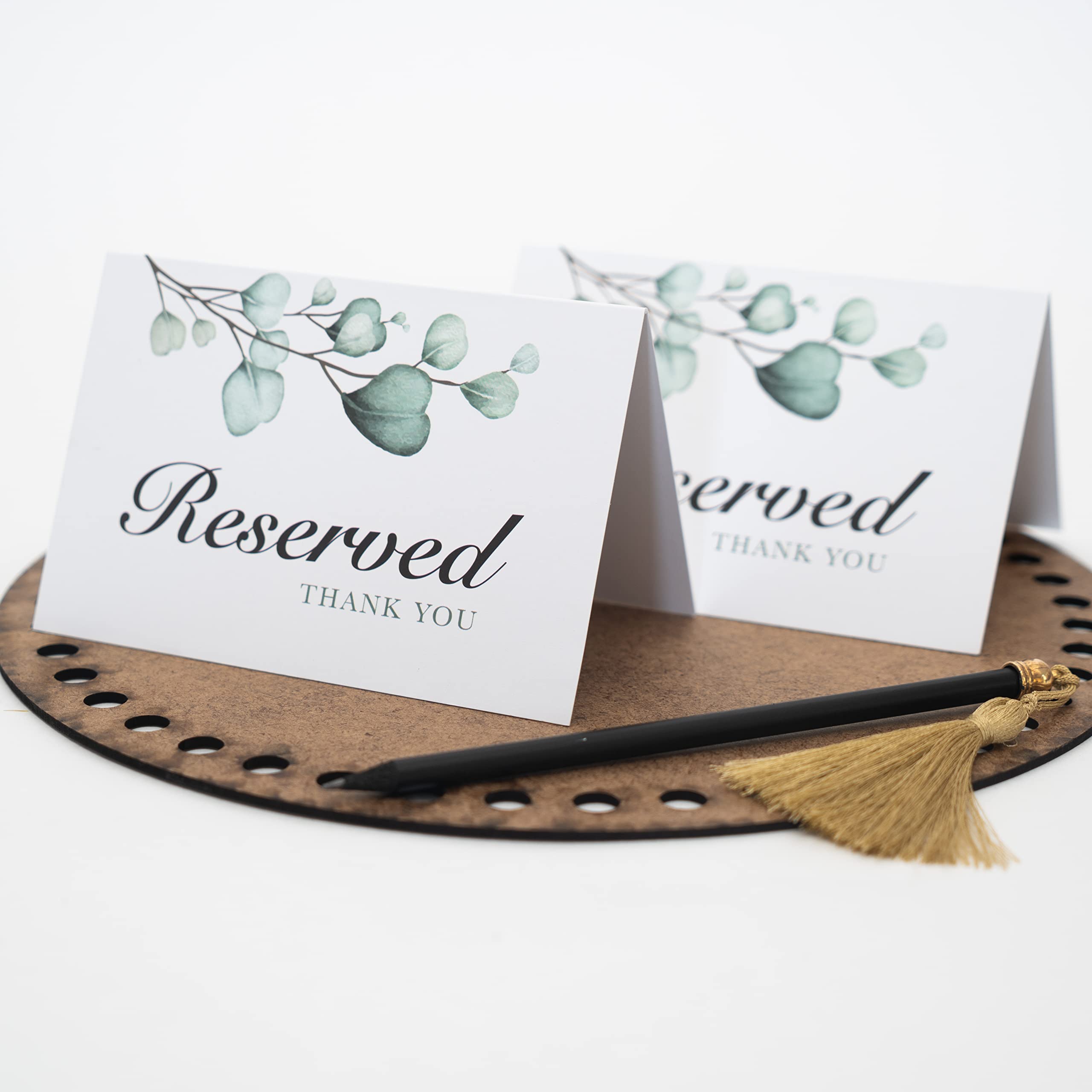 CLEVER SIGNS Reserved Table Signs, Pack of 25, Reserved Signs for Weddings, Receptions, Christmas, Events, 4x6 inches Reservation Cards for Tables, Greenery Watercolor Reserved Signs