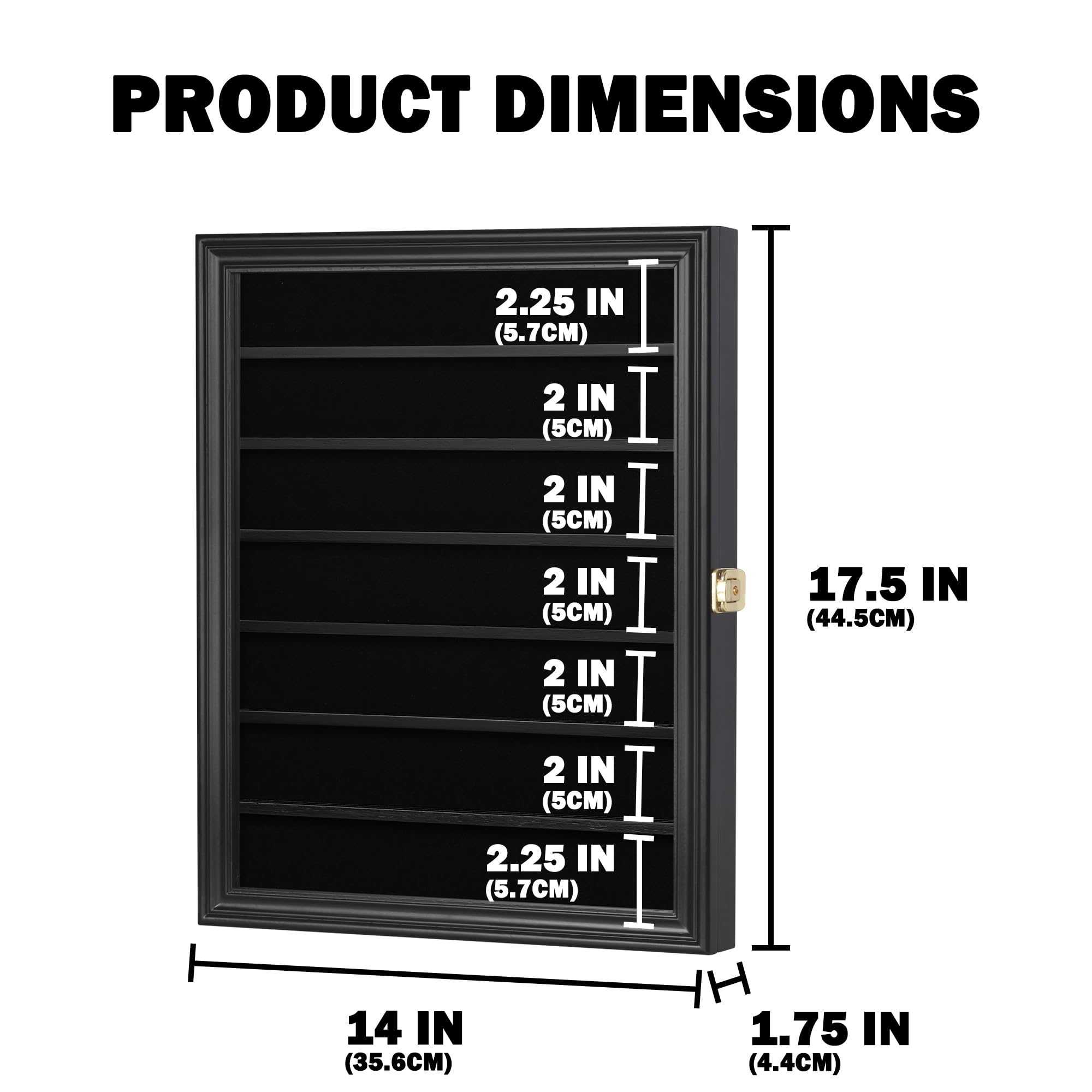 DisplayGifts Knife Display Case Pocket Knife Display Case for Wall Stand Military Folding Knife Shadow Box Knife Enthusiast Collectibles with 98% UV Protection Lockable Black Finish