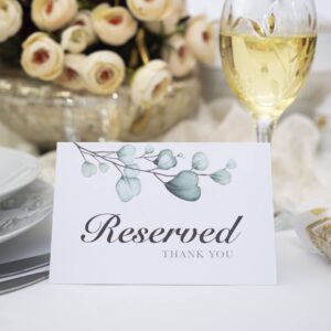 CLEVER SIGNS Reserved Table Signs, Pack of 25, Reserved Signs for Weddings, Receptions, Christmas, Events, 4x6 inches Reservation Cards for Tables, Greenery Watercolor Reserved Signs