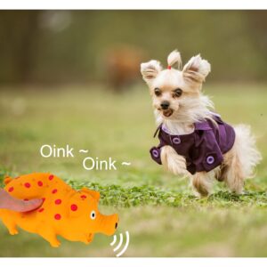 Andiker Dog Squeaky Toy, Dots Latex Dog Chew Toys with a Oinks Sound Squeaker Grunting Pig Dog Toy Sturdy Self Play 8" Dog Squeeze Toy for Dental Biting Chasing to Kill Boring Time (Orange)