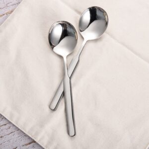 IMEEA Big Soup Spoons 7.75-Inch Round Soup Spoons Large Scoop Heavy Duty 316 Stainless Steel Soup Spoons with Long Handle, Set of 4