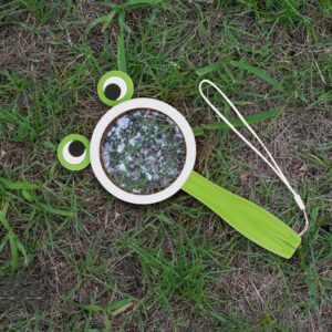 Children Handheld Magnifying Glass for Student Kids Exploring Nature, Scientific Experiment Insect Animal Plant Leaves Observation Reading (Frog Style 1Pcs)