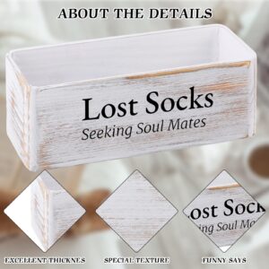 Farmhouse Lost Socks Storage Funny Laundry Sign Wooden Storage Baskets Laundry Room Storage Missing Socks Laundry Decor Farmhouse Sock Basket for Laundry Room Wall Decor (11.02 x 3.54 x 3.54 Inch)