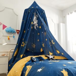 mengersi star bed canopy for girls, prince round dome kids indoor outdoor castle hanging house decoration reading nook