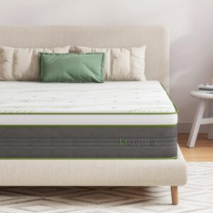 novilla twin size mattress, 10 inch hybrid mattress in a box with individually wrapped pocket coils & memory foam, supportive & pressure relief, breathable mattresses twin,medium firm, vigour